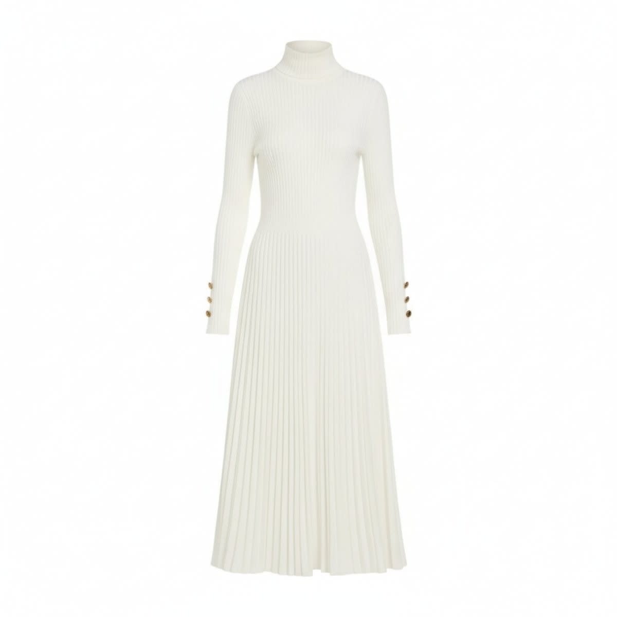 Women's Pleated Turtleneck Midi Dress | Berenice_14