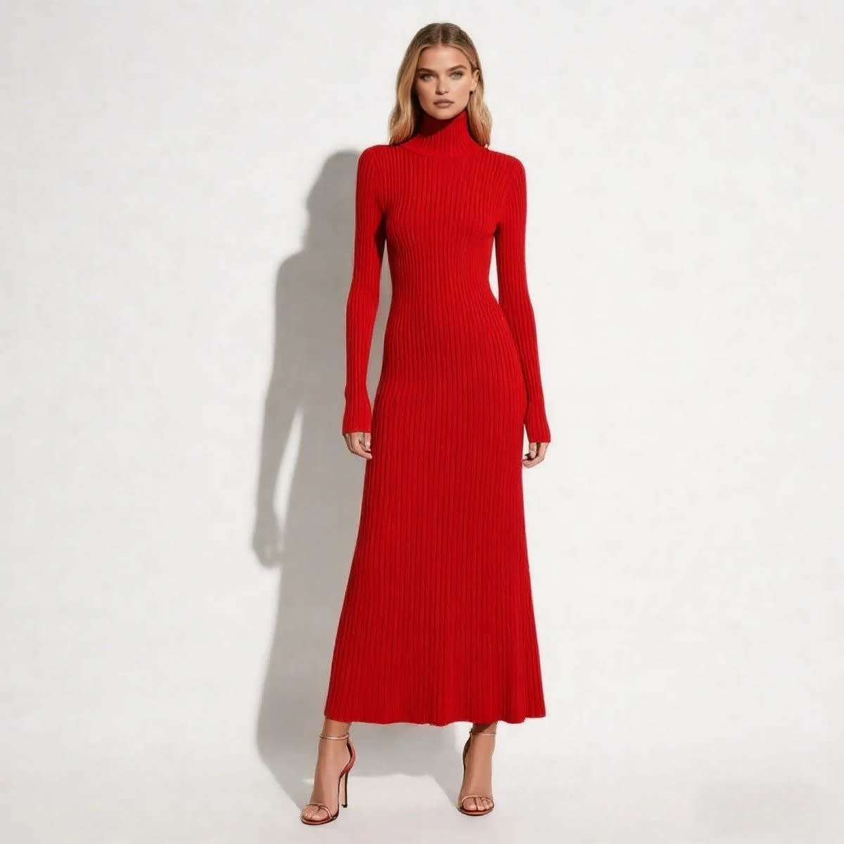 Women's Pleated Turtleneck Midi Dress | Berenice_6