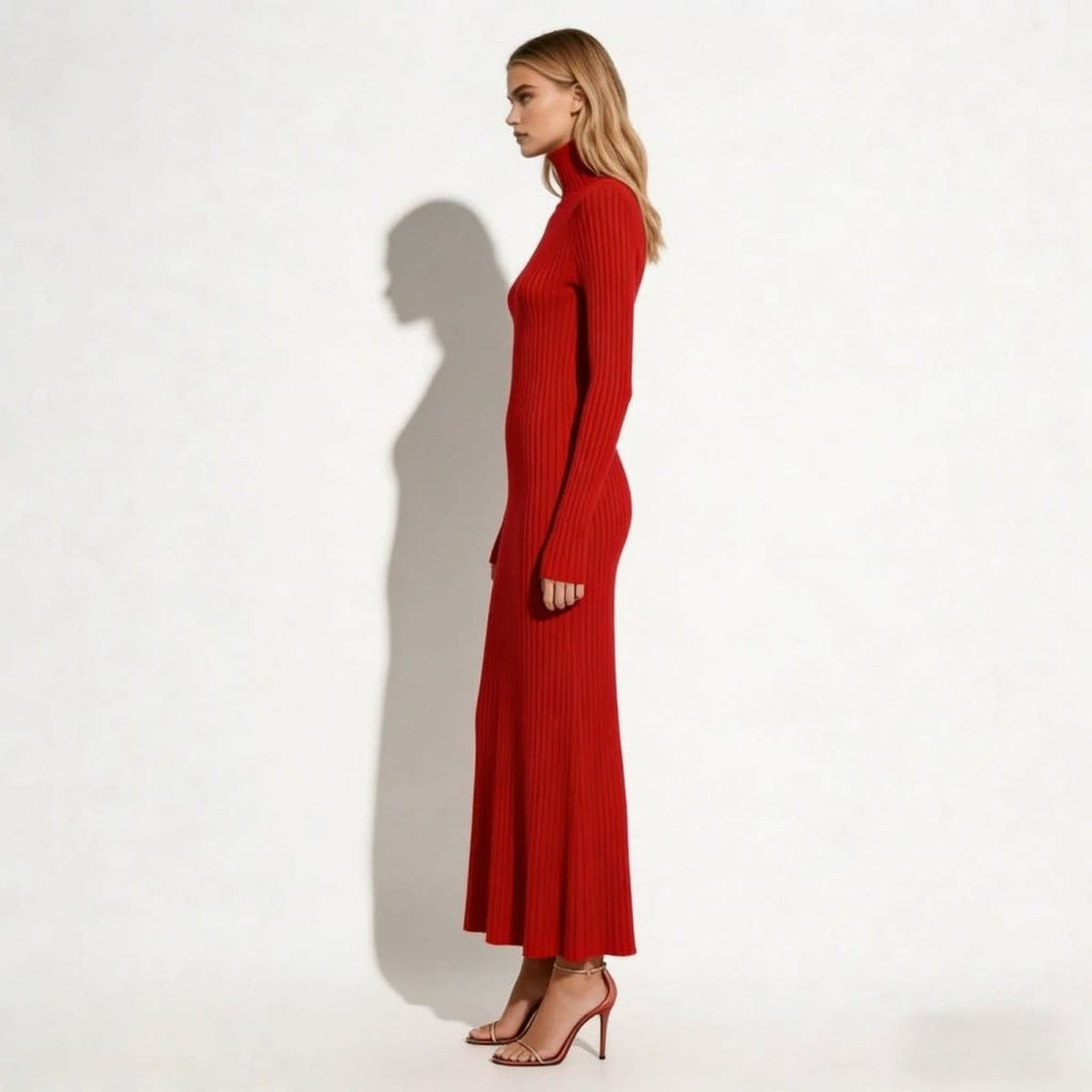 Women's Pleated Turtleneck Midi Dress | Berenice_7