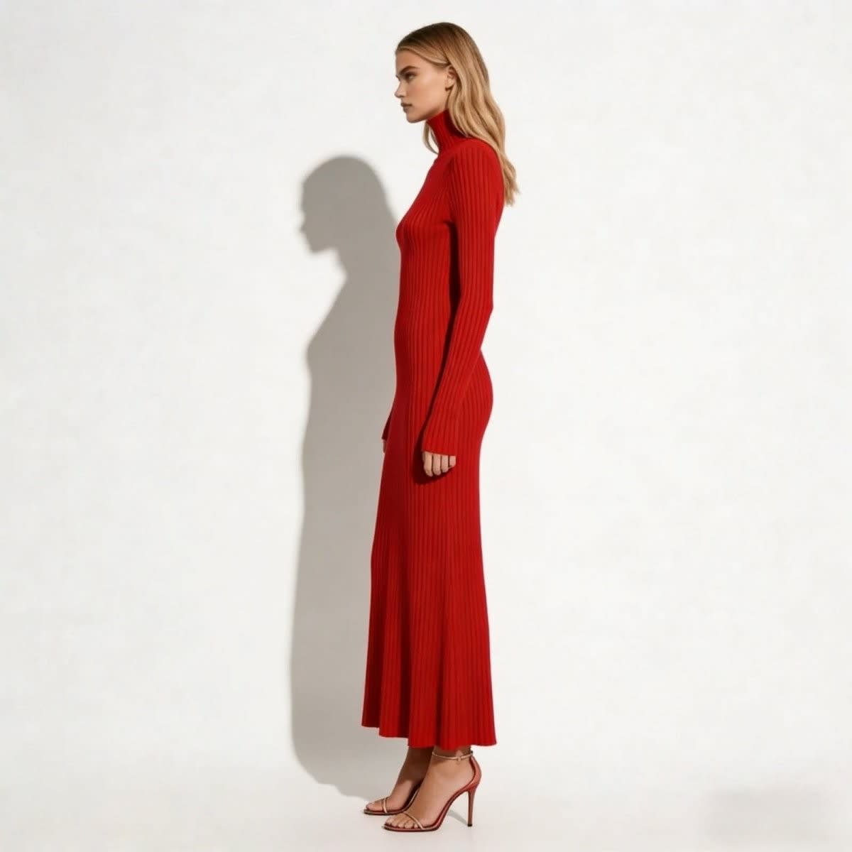 Women's Pleated Turtleneck Midi Dress | Berenice_7