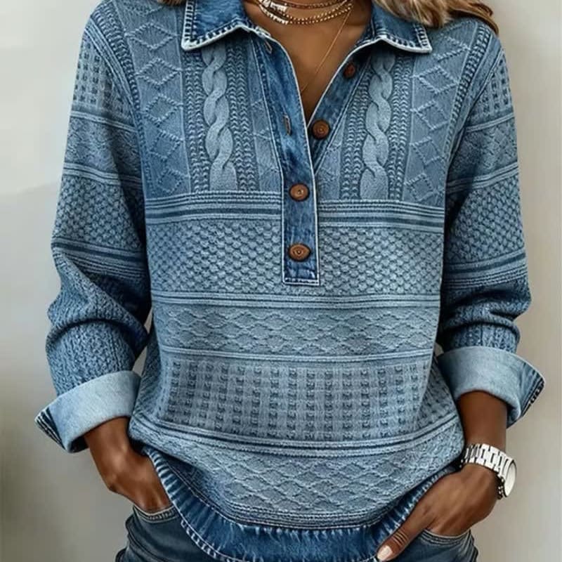 Women's Half Button Collared Sweatshirt | Clemency_1