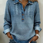 Women's Half Button Collared Sweatshirt | Clemency_1