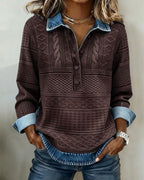 Women's Half Button Collared Sweatshirt | Clemency_3