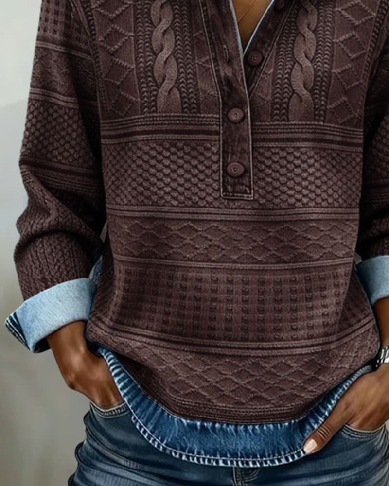 Women's Half Button Collared Sweatshirt | Clemency_5
