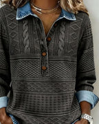 Women's Half Button Collared Sweatshirt | Clemency_6