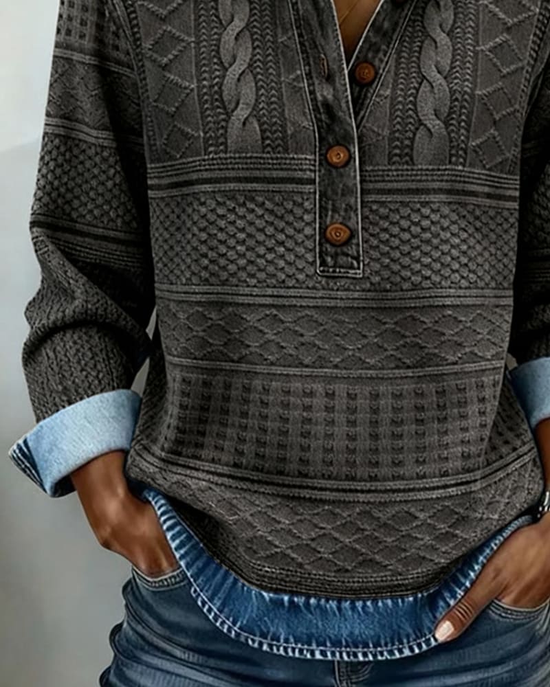 Women's Half Button Collared Sweatshirt | Clemency_7