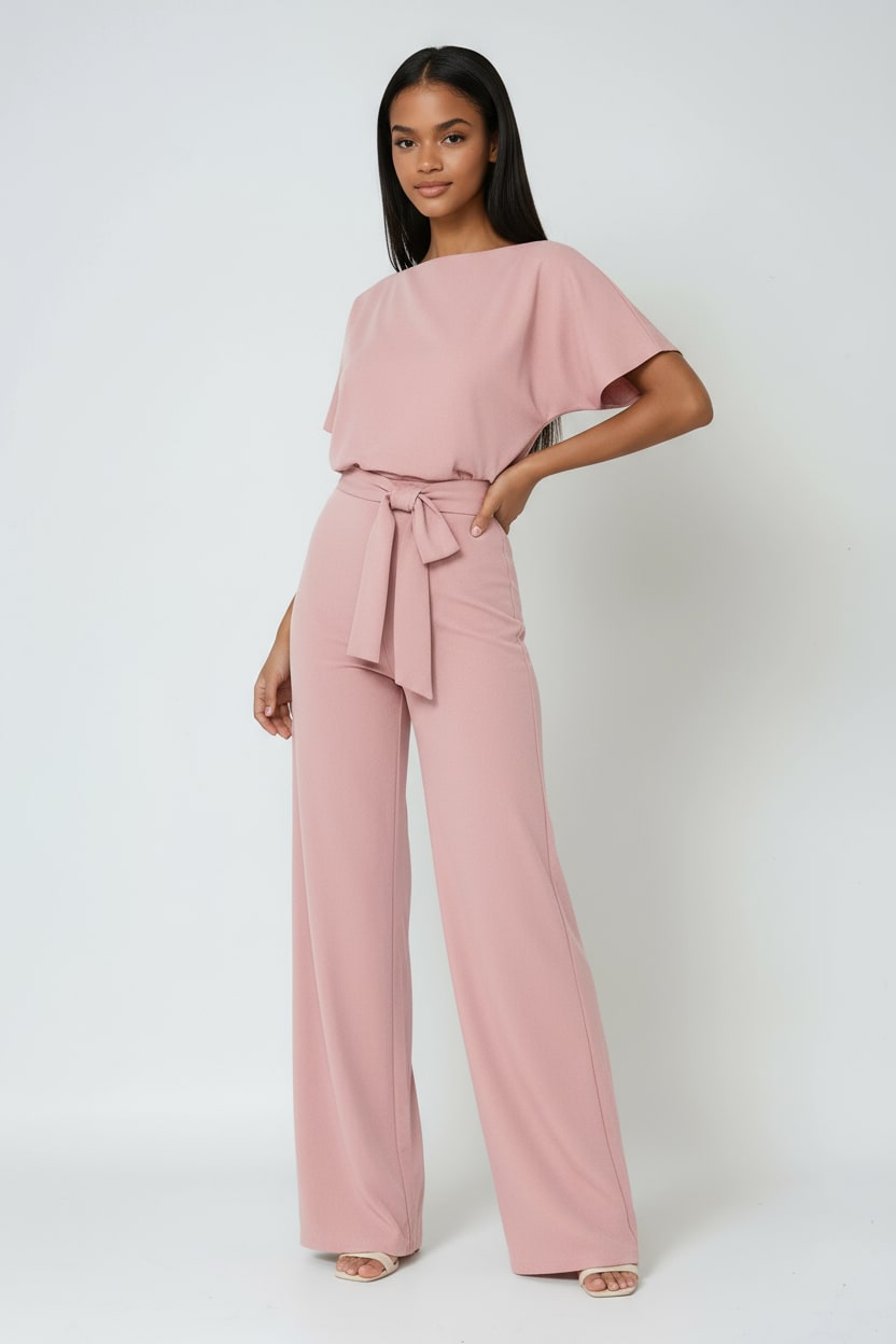 Women's Belted Wide Leg Jumpsuit | Lindisfarne_2