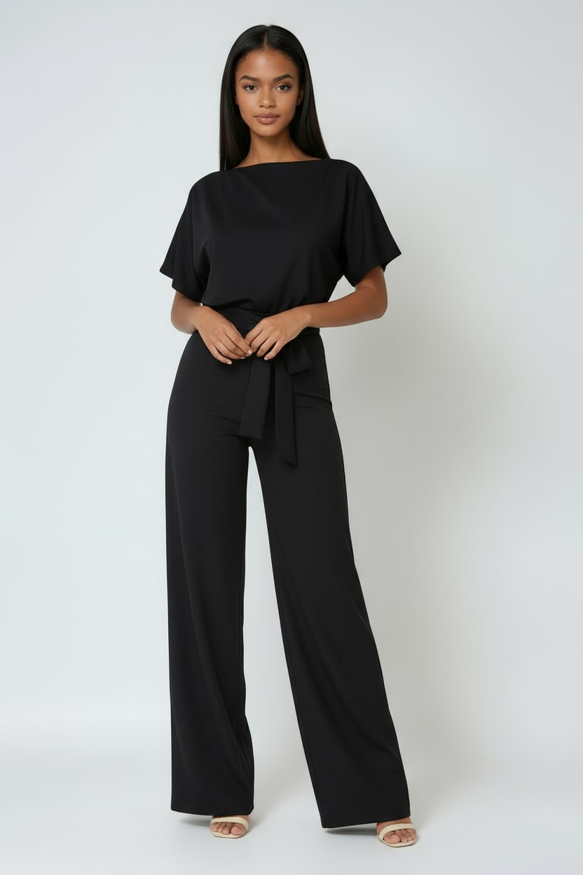 Women's Belted Wide Leg Jumpsuit | Lindisfarne_3
