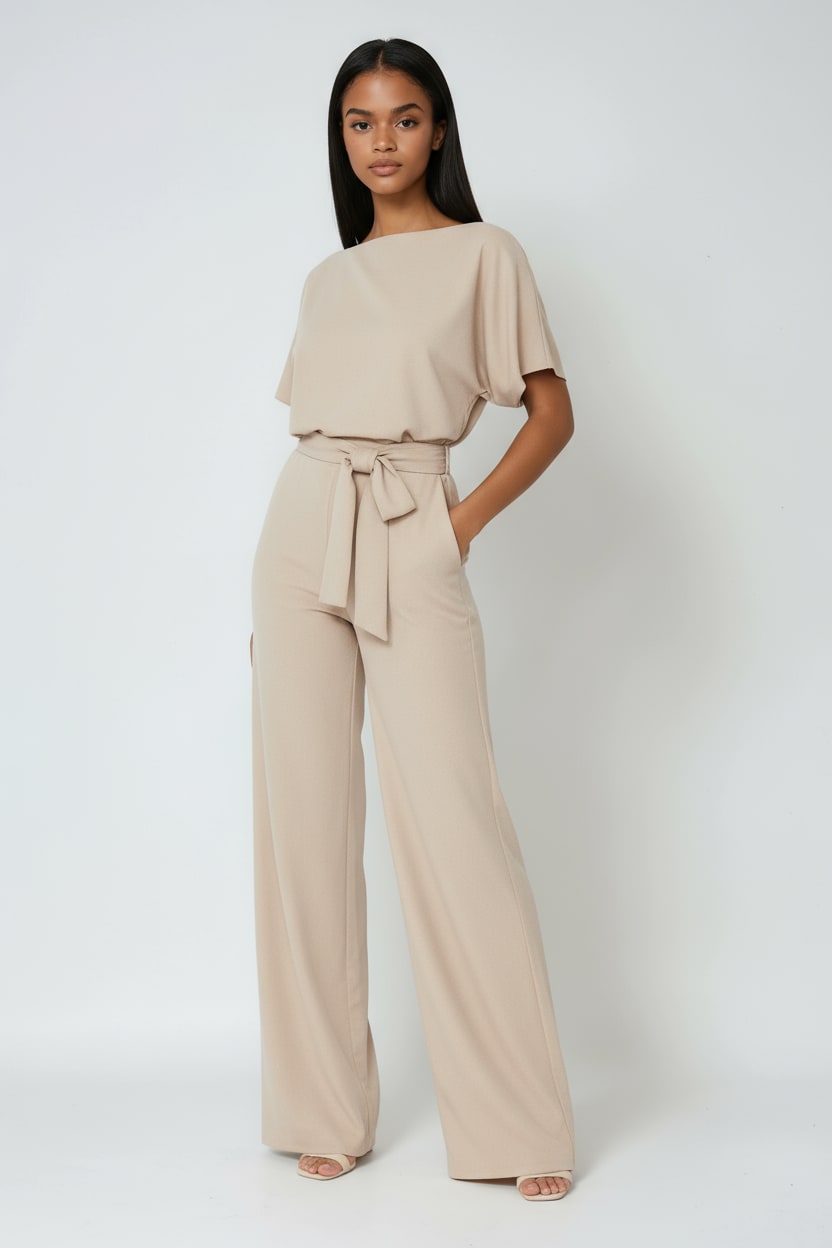Women's Belted Wide Leg Jumpsuit | Lindisfarne_5