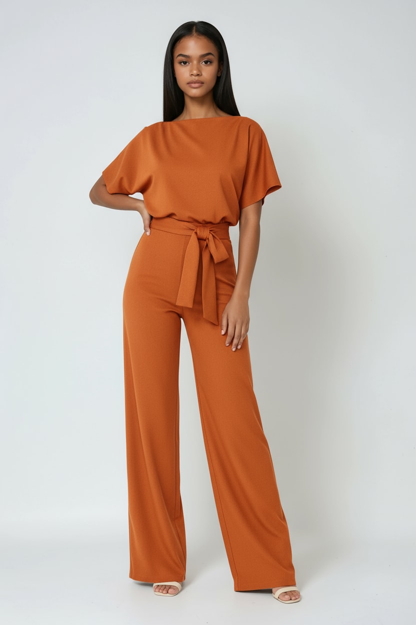 Women's Belted Wide Leg Jumpsuit | Lindisfarne_6