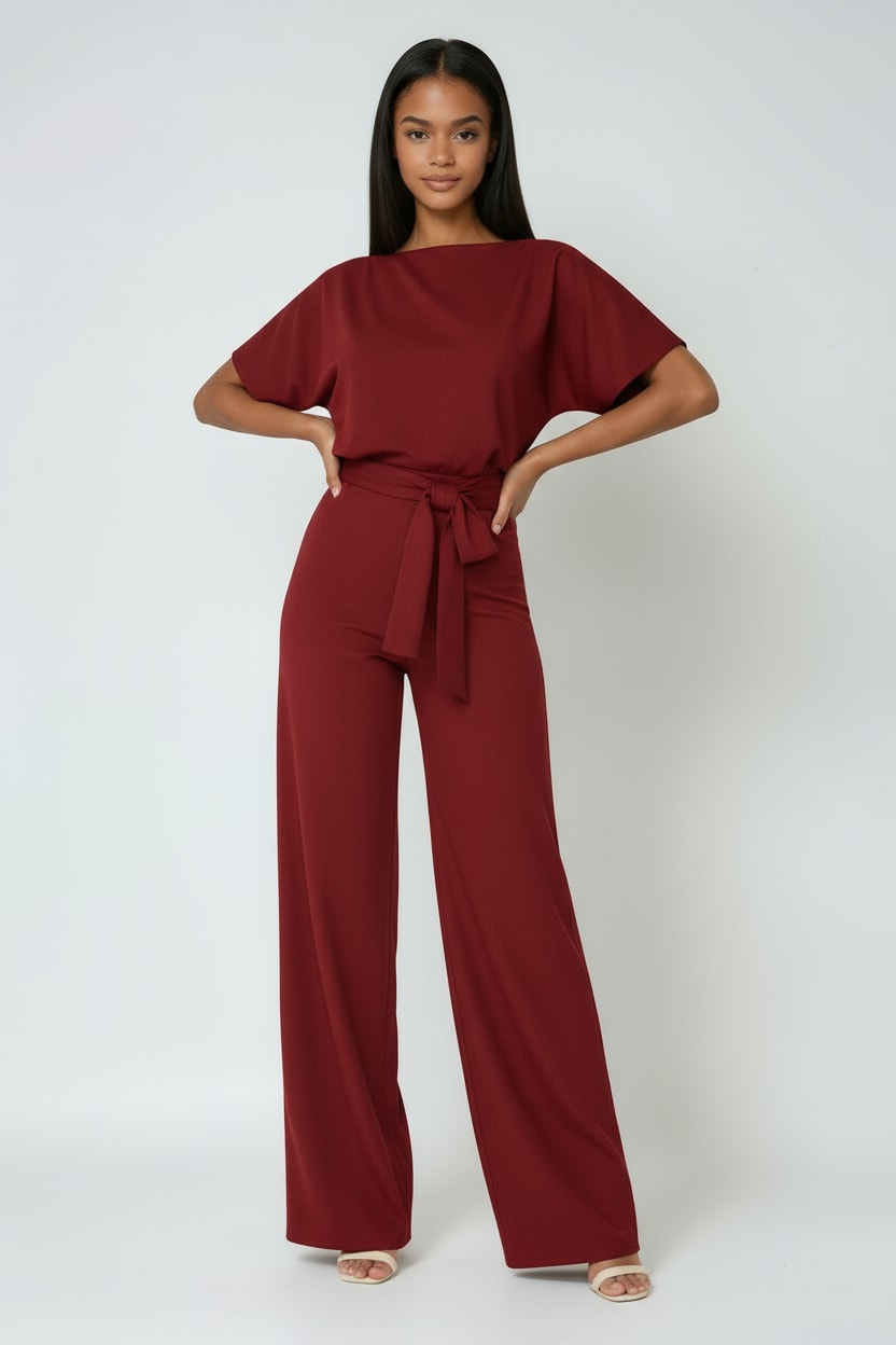 Women's Belted Wide Leg Jumpsuit | Lindisfarne_7