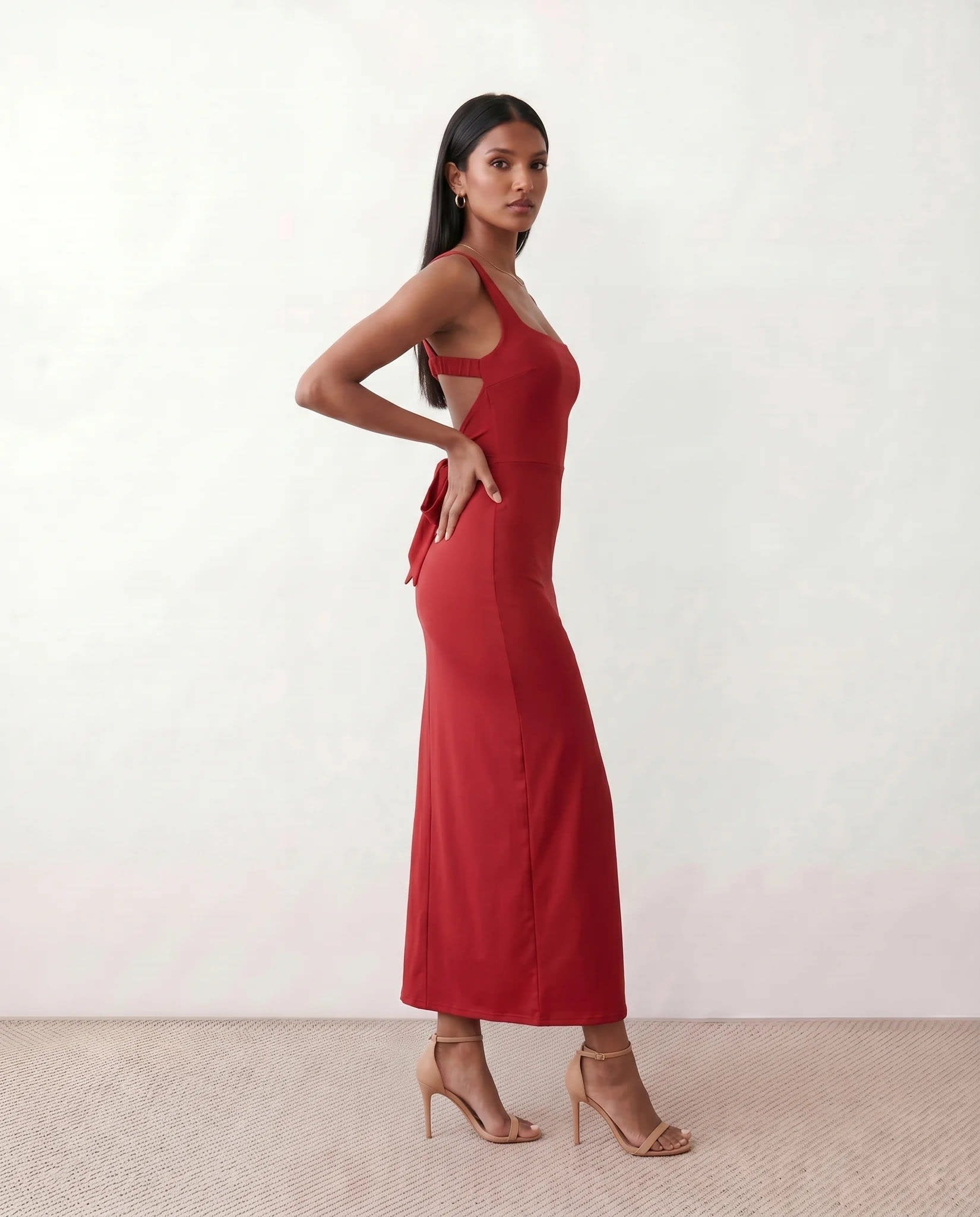 Women's Square Neck Bodycon Maxi Dress | Bronwen_10