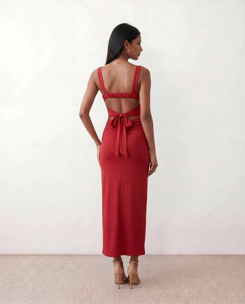 Women's Square Neck Bodycon Maxi Dress | Bronwen_11