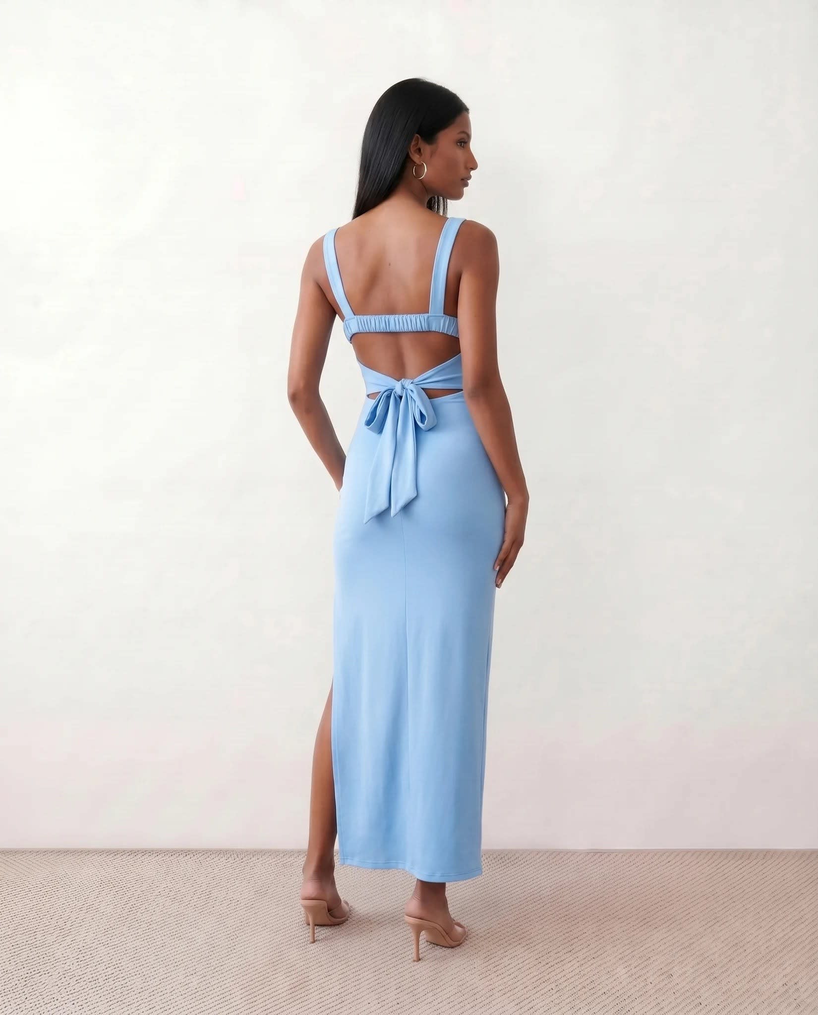 Women's Square Neck Bodycon Maxi Dress | Bronwen_15