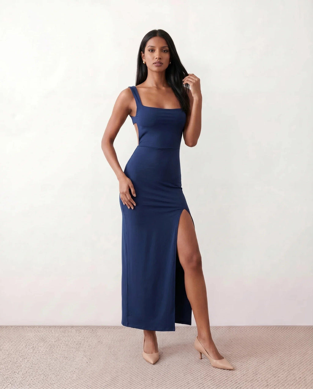 Women's Square Neck Bodycon Maxi Dress | Bronwen_17