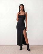 Women's Square Neck Bodycon Maxi Dress | Bronwen_21