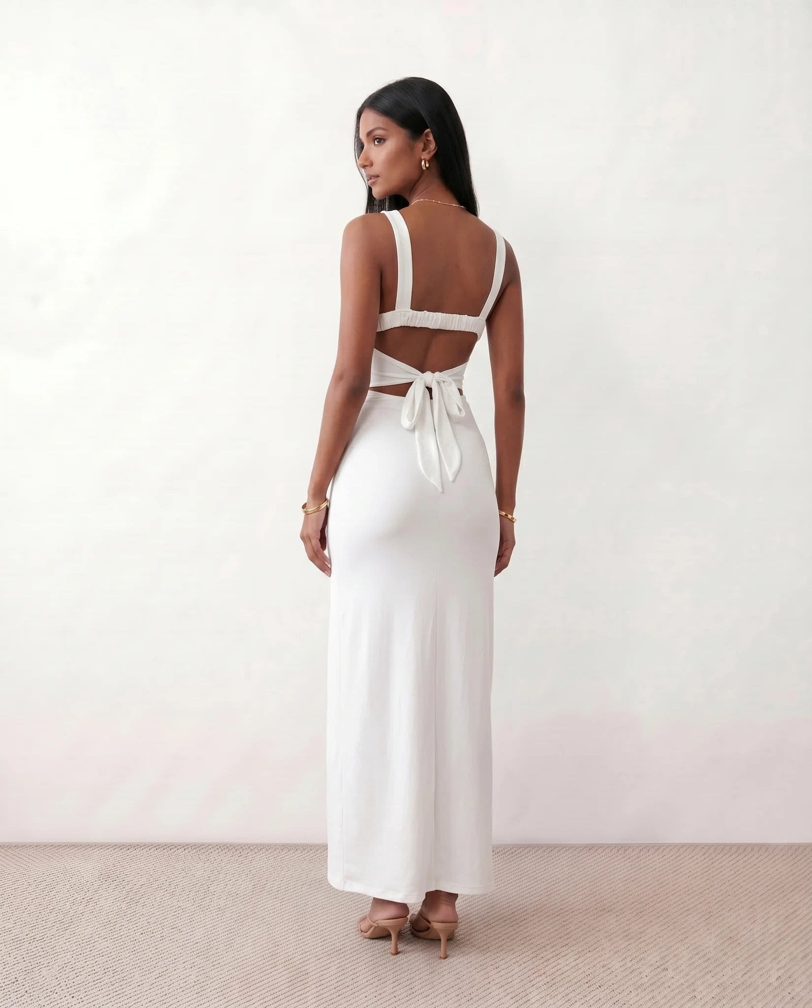Women's Square Neck Bodycon Maxi Dress | Bronwen_3