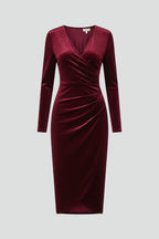 Women's Velvet Wrap Midi Dress | Jessamine_1