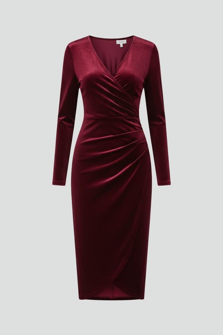 Women's Velvet Wrap Midi Dress | Jessamine_1