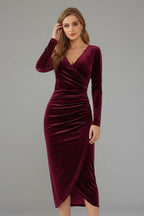 Women's Velvet Wrap Midi Dress | Jessamine_2