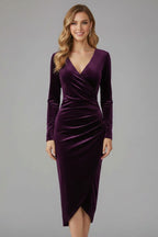 Women's Velvet Wrap Midi Dress | Jessamine_8