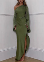 Women's One Shoulder Satin Maxi Dress | Yelverton_2