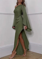 Women's One Shoulder Satin Maxi Dress | Yelverton_4