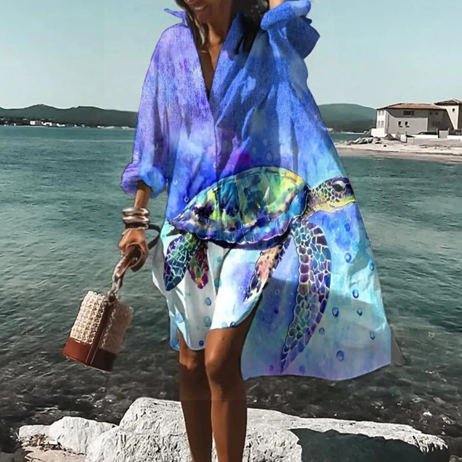 Women's Oversized Leaf Print Shirt Dress | Winterbourne_2