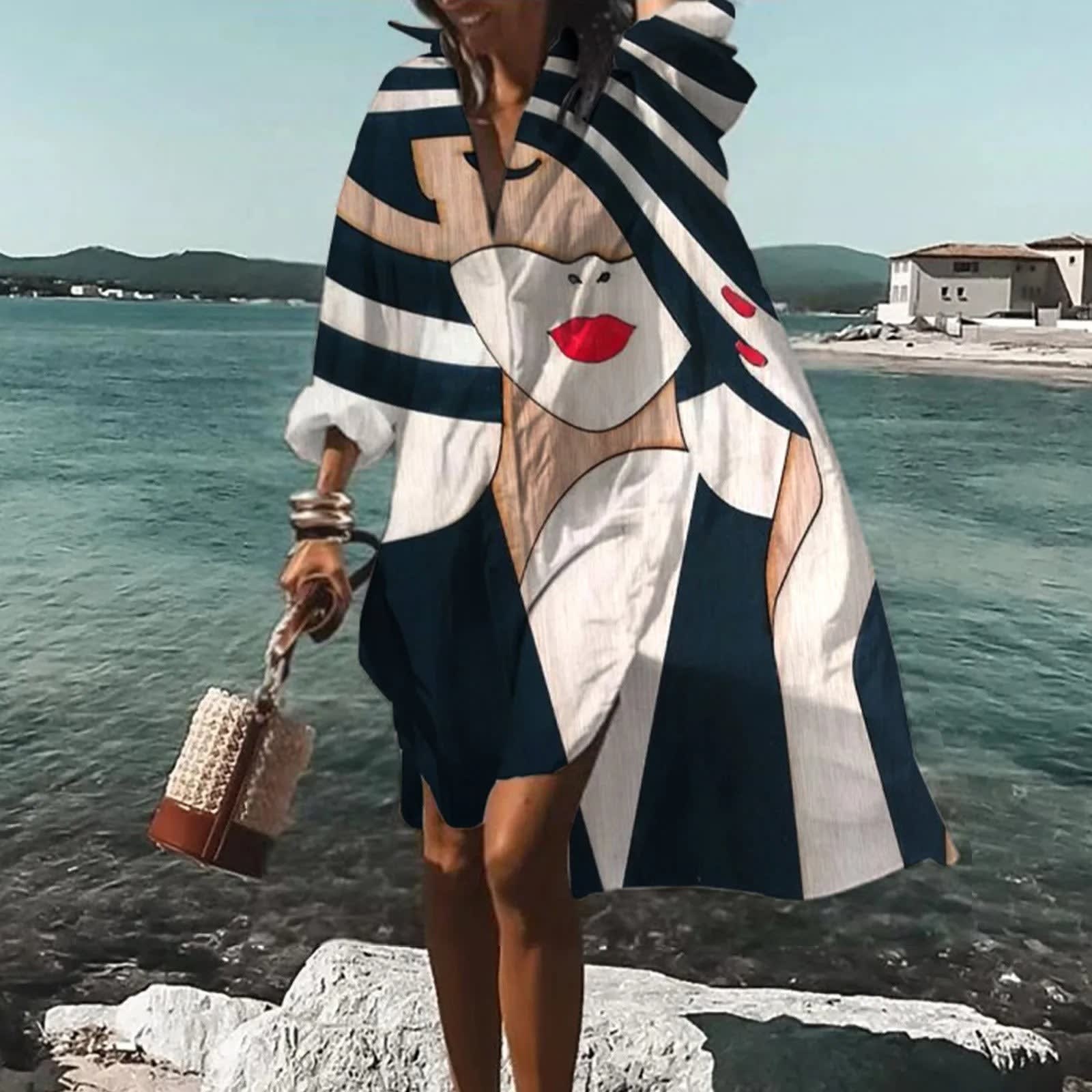 Women's Oversized Leaf Print Shirt Dress | Winterbourne_4