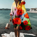 Women's Oversized Leaf Print Shirt Dress | Winterbourne_6