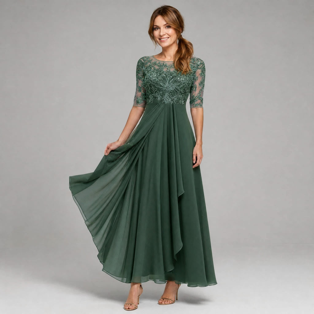 Women's Lace Bodice A Line Midi Dress | Morecombe_7