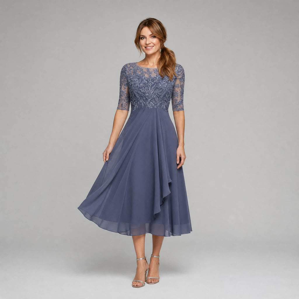 Women's Lace Bodice A Line Midi Dress | Morecombe_9