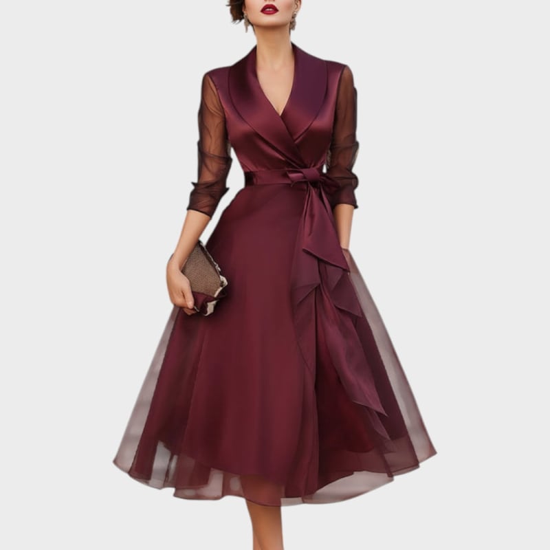 Women's Belted Wrap Midi Dress | Morwenna_1