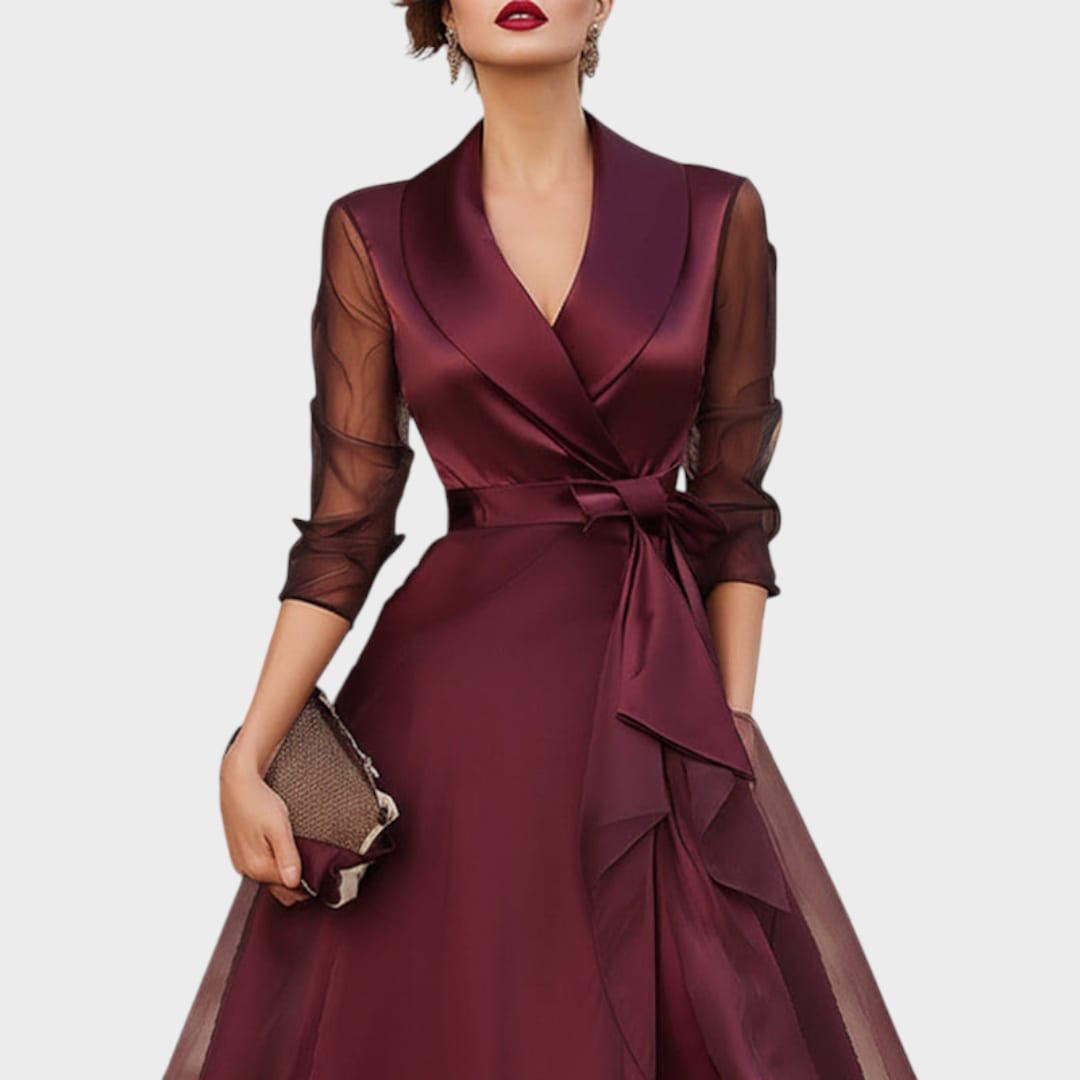 Women's Belted Wrap Midi Dress | Morwenna_4