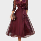 Women's Belted Wrap Midi Dress | Morwenna_5