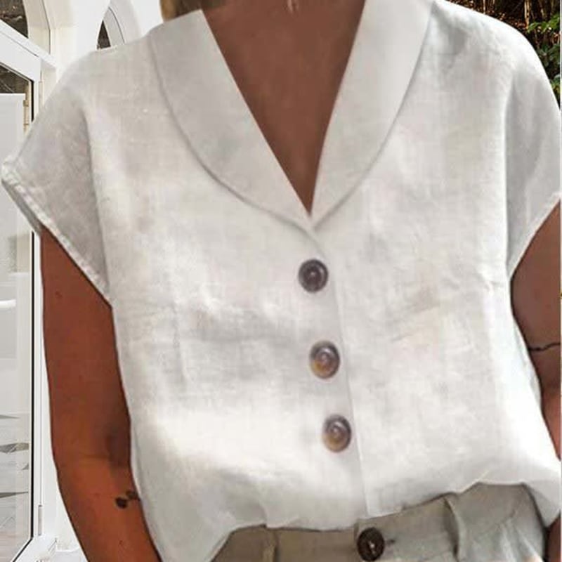 Women's Linen Button Front Blouse | Edwina_1
