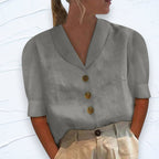 Women's Linen Button Front Blouse | Edwina_3