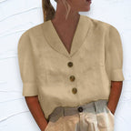 Women's Linen Button Front Blouse | Edwina_4