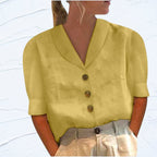Women's Linen Button Front Blouse | Edwina_6