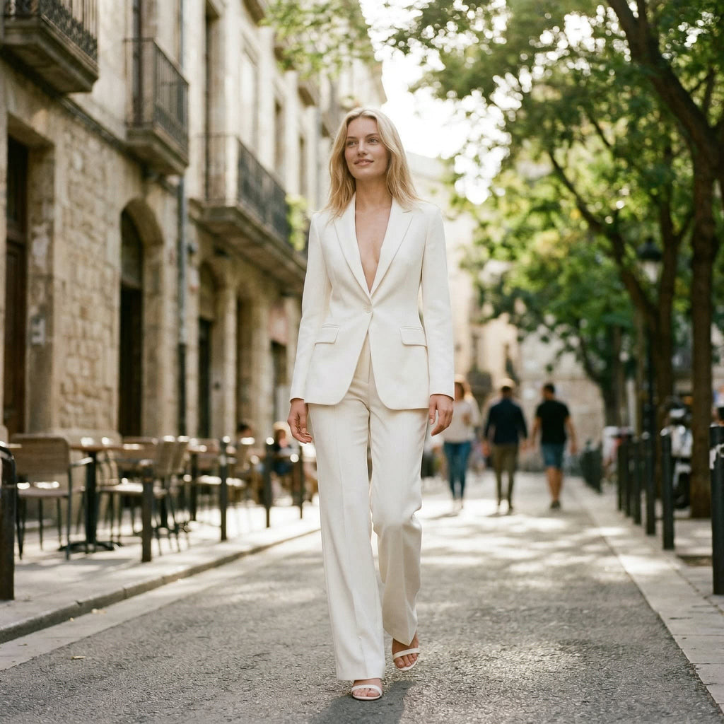 Women's Tailored Wide Leg Suit Set | Quarrendon_11