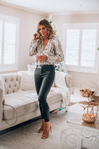Women's Sequin V Neck Blouse | Fleurette_2