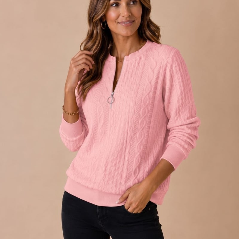 Women's Cable Knit Half Zip Sweater | Melbury_1
