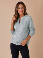 Women's Cable Knit Half Zip Sweater | Melbury_2