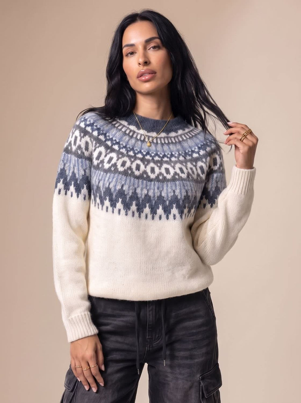 Women's Crew Neck Fair Isle Christmas Sweater | Knightley_2