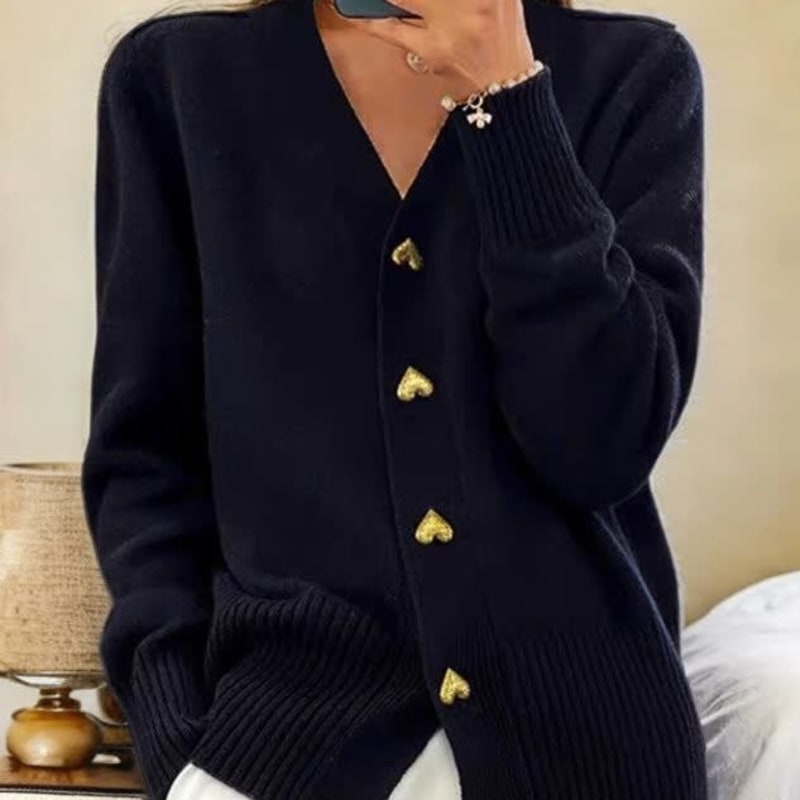 Women's V Neck Knit Cardigan | Marianne_1