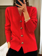 Women's V Neck Knit Cardigan | Marianne_5