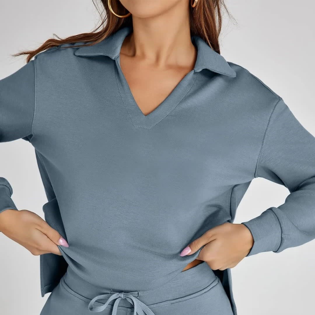 Women's Wide Leg Knit Lounge Set | Winsome_15