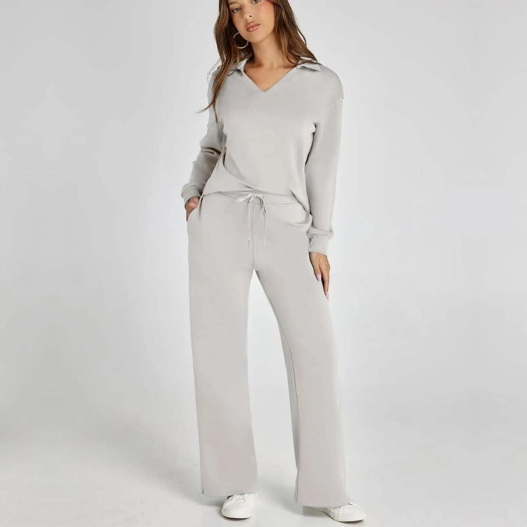 Women's Wide Leg Knit Lounge Set | Winsome_5