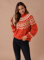 Women's Mock Neck Fair Isle Christmas Sweater | Kelsterne_2