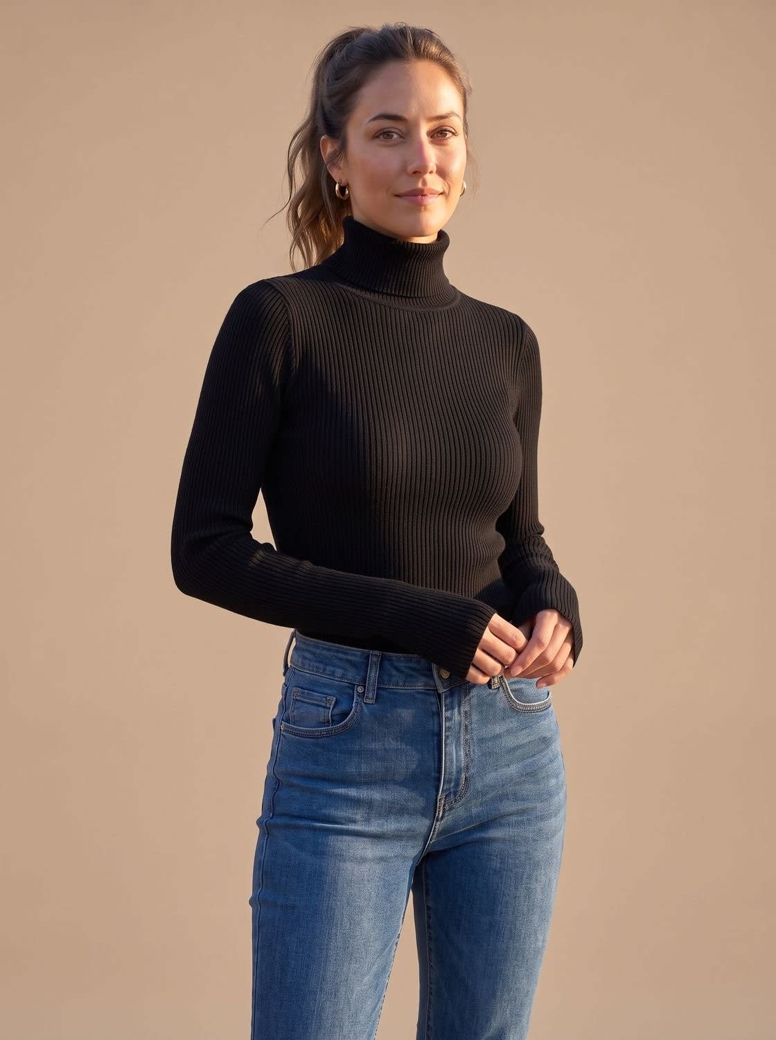 Women's Slim Fit Ribbed Turtleneck Sweater | Garsdale_2